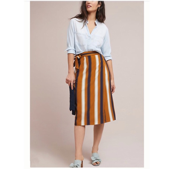 NWT MELODY STRIPED WRAP SKIRT - Picture 2 of 14